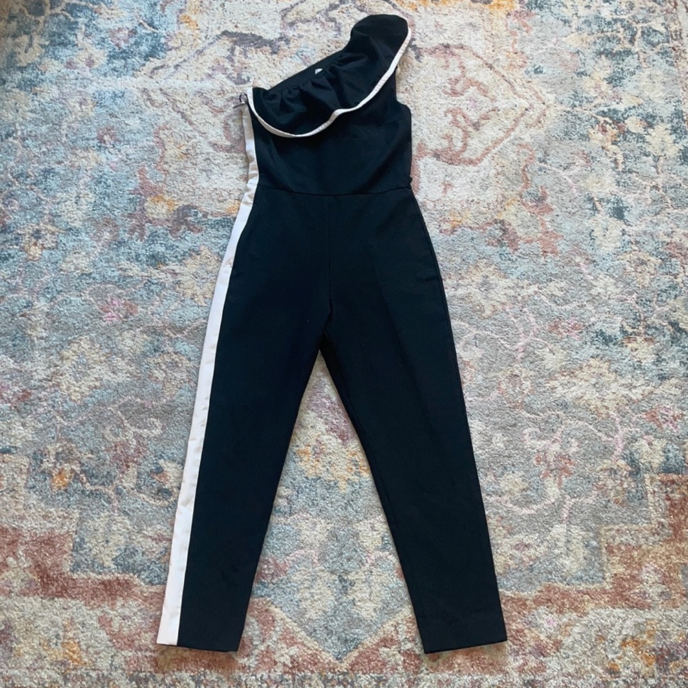MSGM one shoulder ruffle sleeve jumpsuit